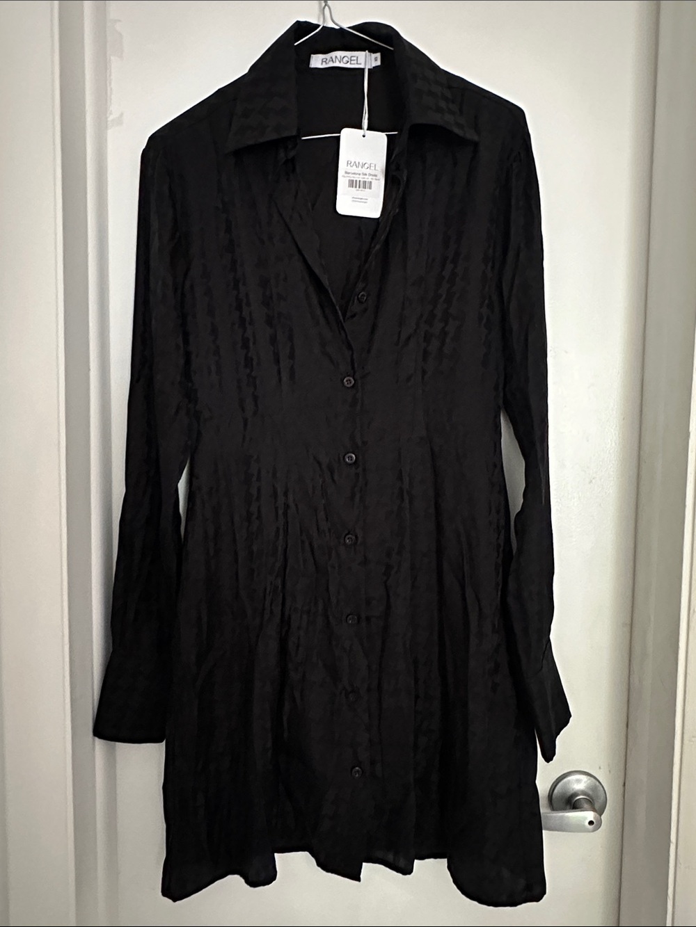 NWT Rangel Barcelona Black Long-Sleeve Button Front Tunic Dress XS